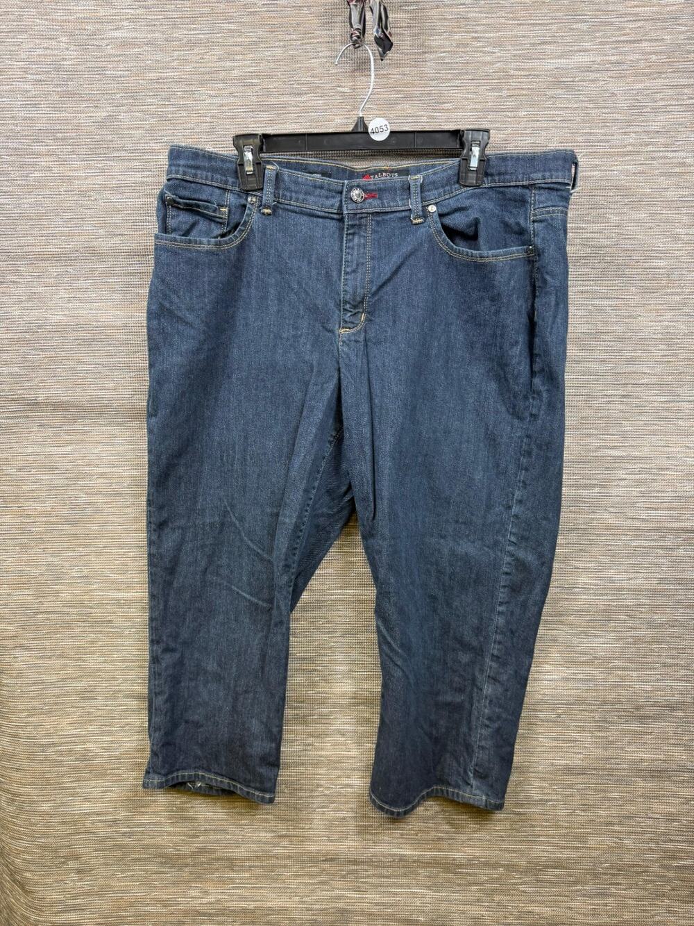 Talbots Petites Straight Leg Cropped Jeans Womens Size 18WP Dark Wash Blue Denim